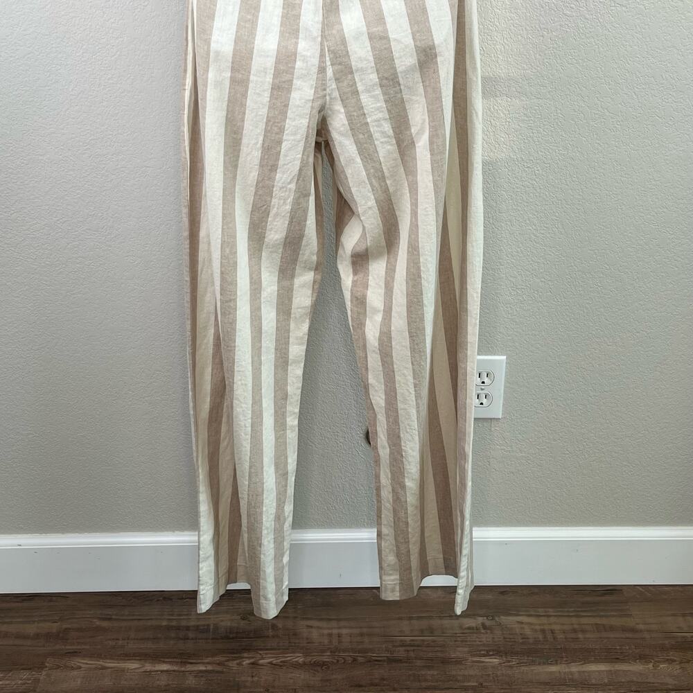 Vero Moda Stripe Linen Blend Wide Leg Jumpsuit NWT XS Ruffle Coastal Summer - Picture 14 of 16